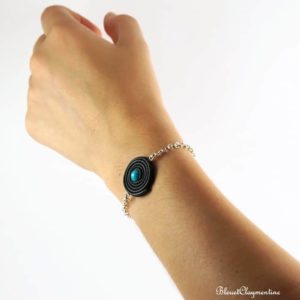 Bracelet Réglisse noir et bonbon coloré – couleur au choix