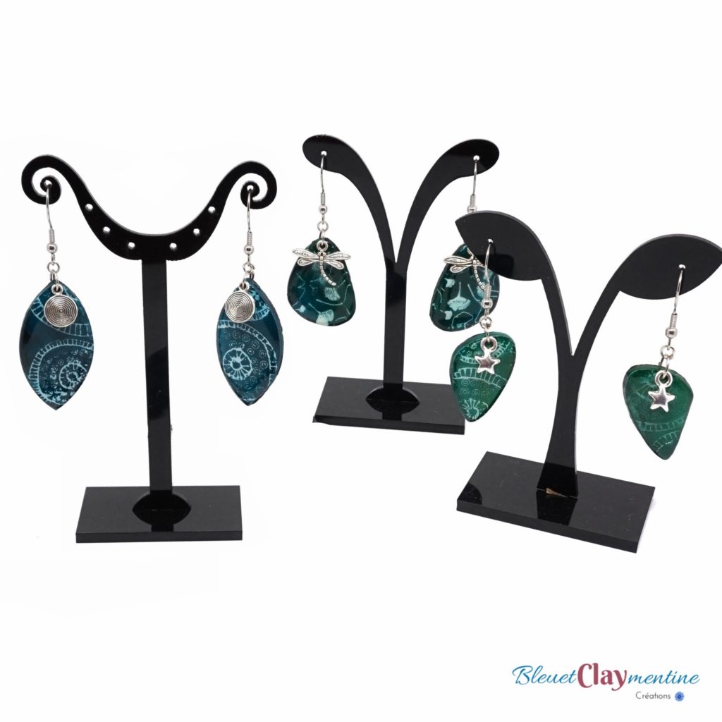Boucles D'oreilles Or 18k – Pierre Bleu-vert – 1,73 G – Vintage